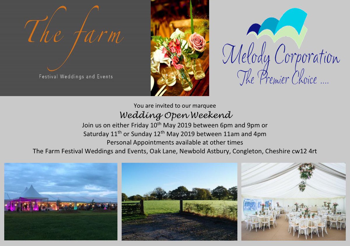 MelodyCorp's tweet photo. We are pleased to welcome Karen from #desiredweddingsandoccasions to our open weekend. A local supplier to @ThefarmFWE Karen has a wealth of experience in dressing both #marquees and #venues and will be displaying several themes throughout our two #weddingmarquees. https://t.co/A5F37y4DJt