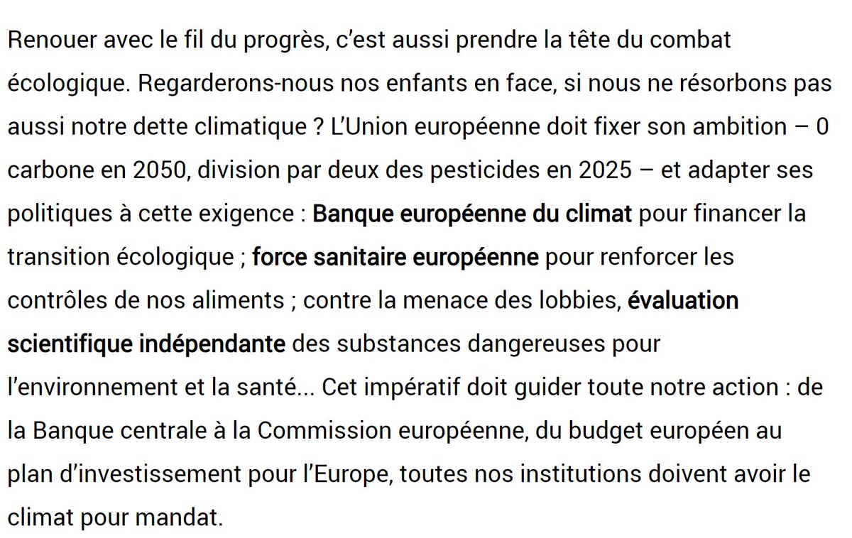 M_Orphelin's tweet photo. Proposition intéressante d'@EmmanuelMacron dans sa lettre aux citoyens d'#Europe, la création d'1 banque européenne du #climat. J'attends les détails avec impatience pour voir quelle ambition et moyens lui seraient attribués &amp; comparer avec ce que nous soutenons dans @Climat2020 https://t.co/0aTov0qJAT
