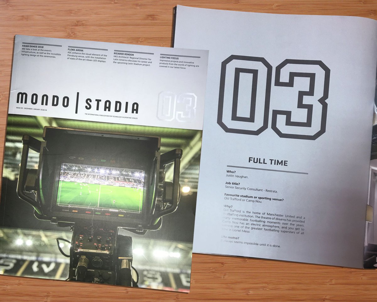 restrata's tweet photo. Restrata is pleased to announce that our Senior Security Consultant, Justin Vaughan, will feature in next month’s edition of @mondostadia magazine in a guest column that introduces the topic of “Security System Planning for the Modern Stadium”. #ResilienceEngineered #Stadiums https://t.co/i6bnobjTFu