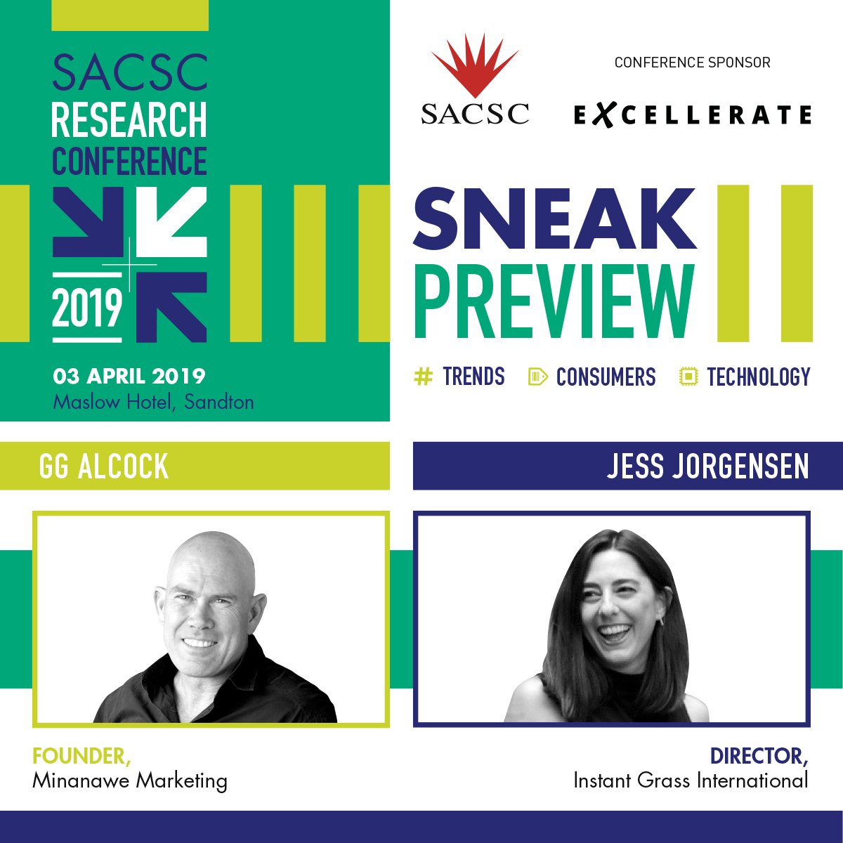 SACSC1's tweet image. Here is a Sneak Preview at two of the speakers at our upcoming #SACSCResearchConference. We welcome @GGAlcock speaking on The Age of the Afripolitan &amp;amp; @JessJorgensen, covering The Role of Influencer Marketing in the Retail Sector. Book your spot now at: sacsc-researchconference.co.za.
