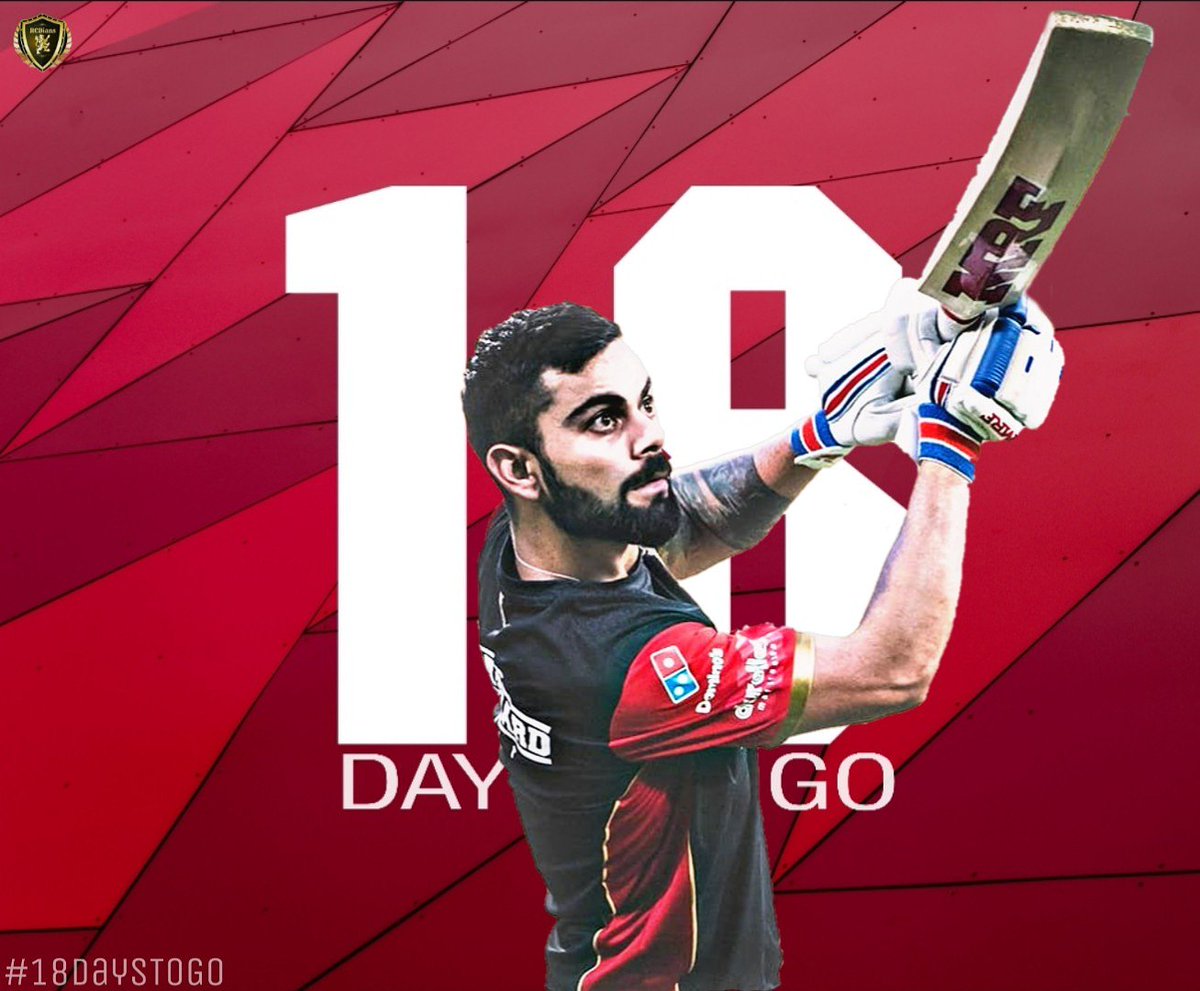 RcbiansOfficial's tweet photo. We'll be taking on #CSK away from home in just 18 days more.

@imVkohli is in top form coming towards the #VIVOIPL2019 and is all pumped up to put up some runs in red and black again!
@royalchallengersbangalore #PlayBold #RCB #RCBians #CSKvRCB #18DaysToGo https://t.co/6JHhti5mQa