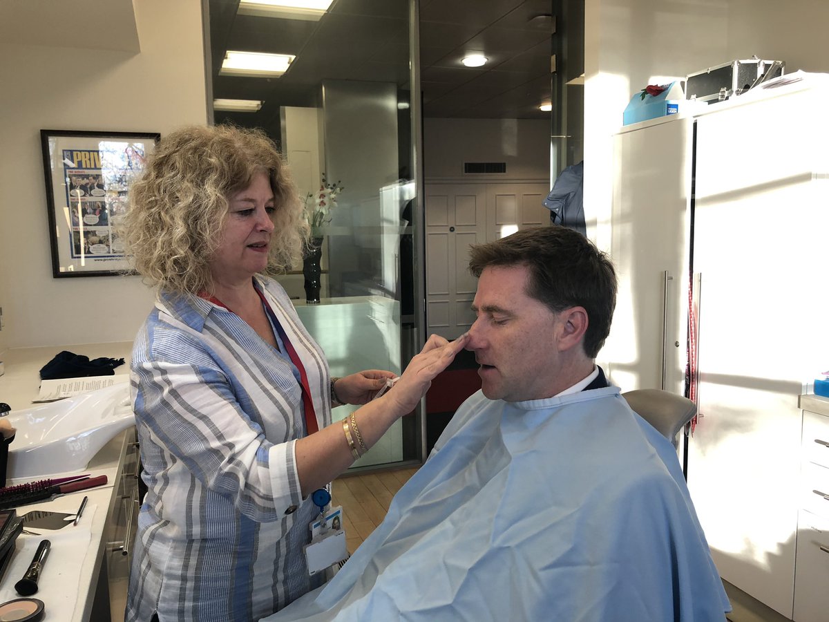Maybe ever day should start with a brush up? Being made presentable for my appearance on @SkyNews just after 07:30 to talk about our launch today of the first ever national cervical screening campaign. @JoTrust
