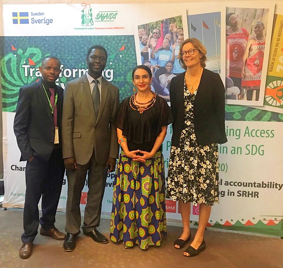 SAfAIDS's tweet photo. With Sweden Regional Representative & Zambian Ministry of Health Representative at the #MobiSAfAIDS launch. Pioneering #SocialAccountabilityMonitoring mechanisms to advance adolescent & youth #SRH service access & rights. @swedense @Rouzeh @mwaguma1 @MobiSAM_Net @chrispinchomba https://t.co/iTjM3fsaFX