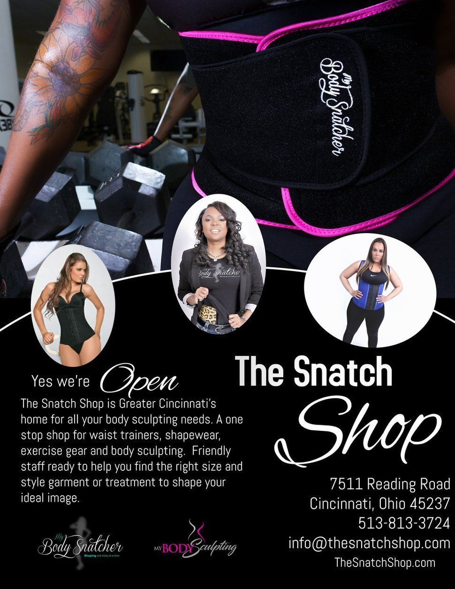 MyBodySnatcher's tweet image. Come to The Snatch Shop to Get Snatched By The Best!
7511 Reading Road
Cincinnati, OH 45237 
M-F 12pm - 7pm
Sat 11am - 5pm