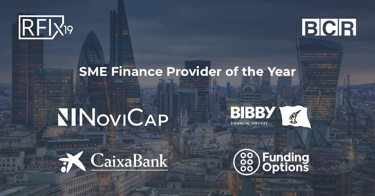 Novicap's tweet photo. Somos finalistas en los #RFIx19 en la categoría de Proveedor de financiación para Pymes del año. Competimos por el galardón con @caixabank, @BibbyFinanceUK y @FundingOptions. Good luck to everyone! Bona sort! >>> https://t.co/ij6wFz5L0T #Awards #Fintech #Innovación https://t.co/Fm9Oph3XJd