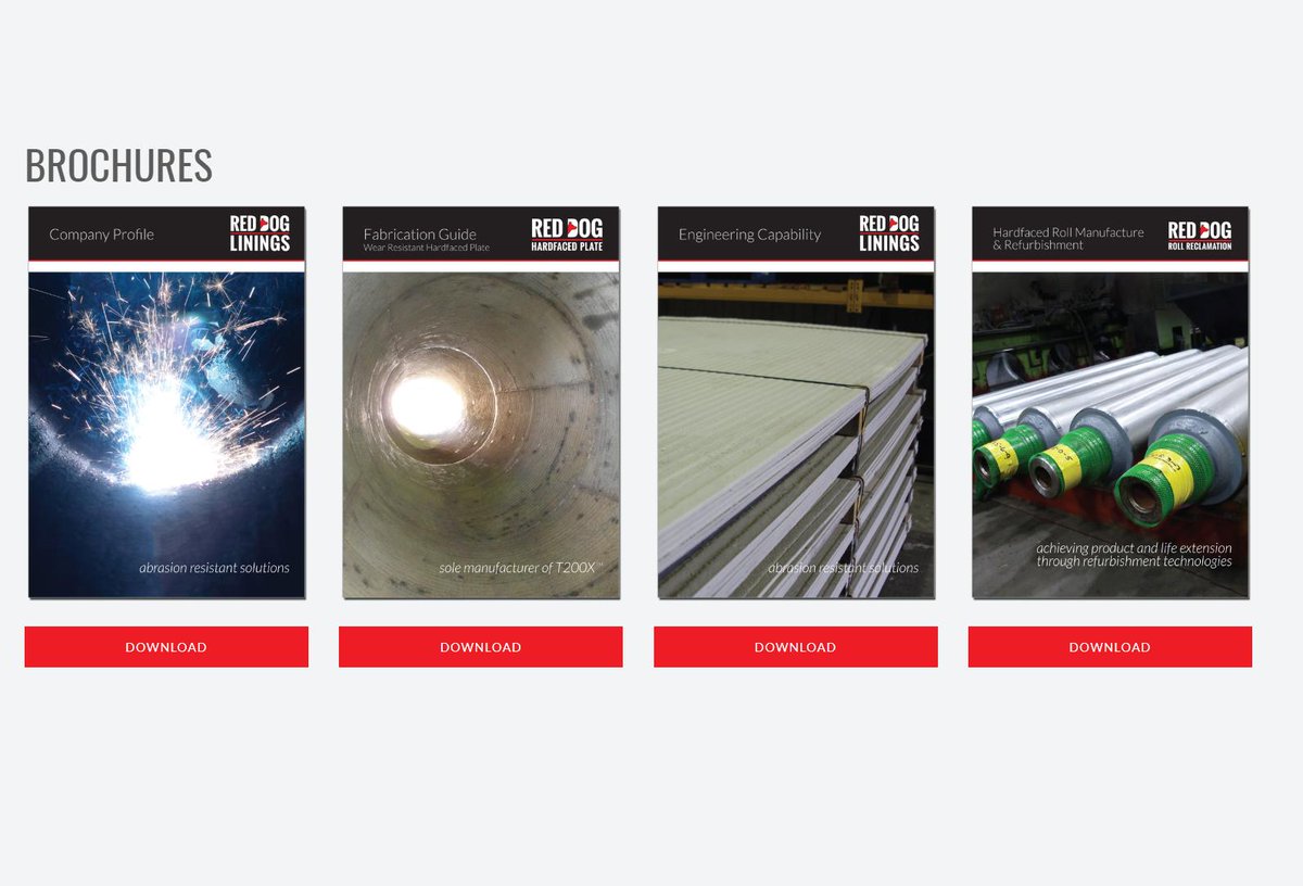 RedDogLinings's tweet photo. You can download details of our capability and products in our range of brochures on our website, please have a look at our Company Profile, showing the range of abrasion resistant solutions we provide, inc #HardfacedPlate #Refurbishment #RollReclamation https://t.co/2QgfSEcAjz https://t.co/vzHwFAXtOf