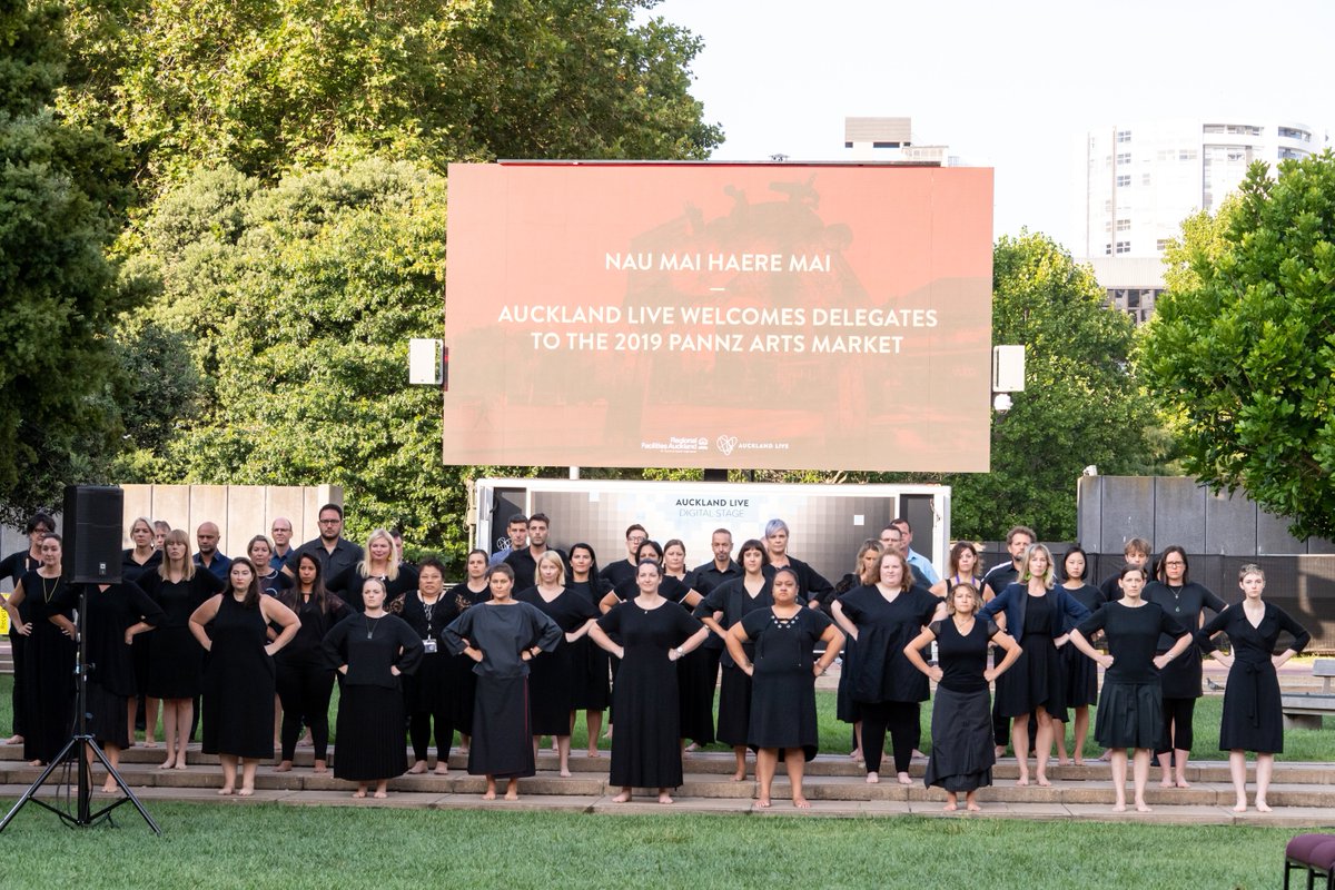 The Auckland Aotea arts precinct welcomed delegates to PANNZ Arts Market 2019 this morning, it's been a really special opening day for all - and this was really memorable, especially for our international guests #whanau #arts <a href="/QTheatre/">Q Theatre</a> <a href="/Basementspace/">Basement Theatre</a> <a href="/NZComedyFest/">NZComedyFest</a> <a href="/AucklandLive/">Auckland Live</a>