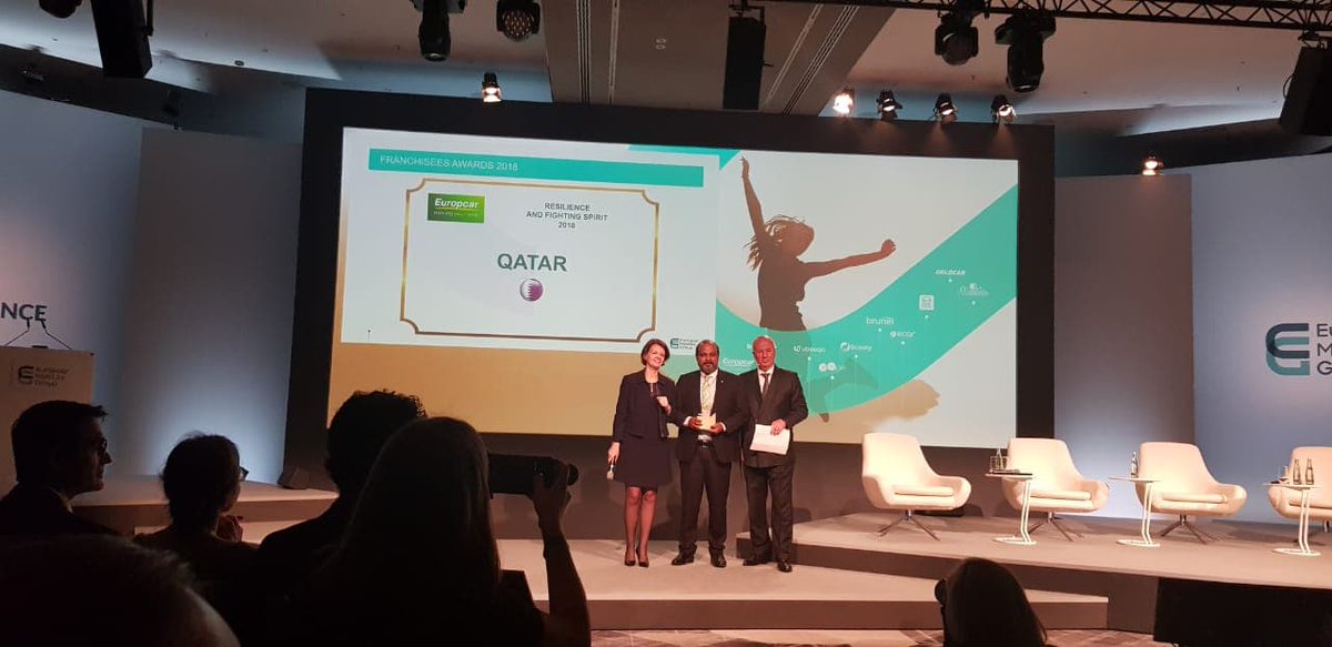 EuropcarQatar's tweet photo. Great achievement for Europcar Qatar!!!
Awarded for Resilience & Fighting Spirit 2018 @ Global Conference Event - Europcar Mobility Group
#Europcar #Qatar #award #mobilitygroup #proudqatar #withqatar #movingyourway #QIG https://t.co/CjUTgbnwdH