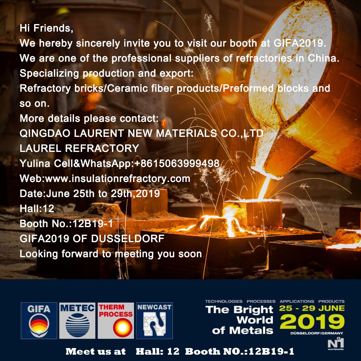 larefractory's tweet image. GIFA2019 of Dusseldorf from June 25th to 29th.
We will be there,welcome to visit our booth.
Hall:12 Booth No.:12B19-1
#Refractory #refractories #insulation #steel #gifa2019 #foundry #metallurgy 
insulationrefractory.com
