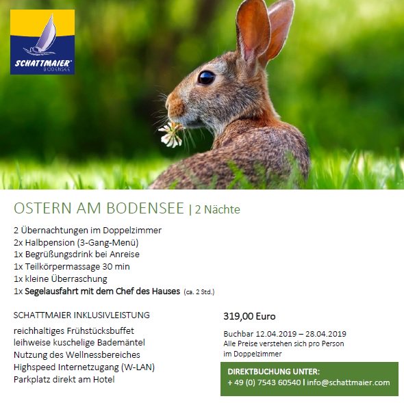 SchattmaierB's tweet photo. Ostern am Bodensee 🌊☀️🌸🐰🌷mit  einer Segelausfahrt mit dem Chef des Hauses, Übernachtung im DZ, Halbpension, Begrüßungsdrink, Teilkörpermassage &amp; kleiner Überraschung
https://t.co/idNz31MFjG #bodensee #sailing #hotel #sportboot #wellness #übernachtung #ostern #easter https://t.co/Rp2Eu4BcX8