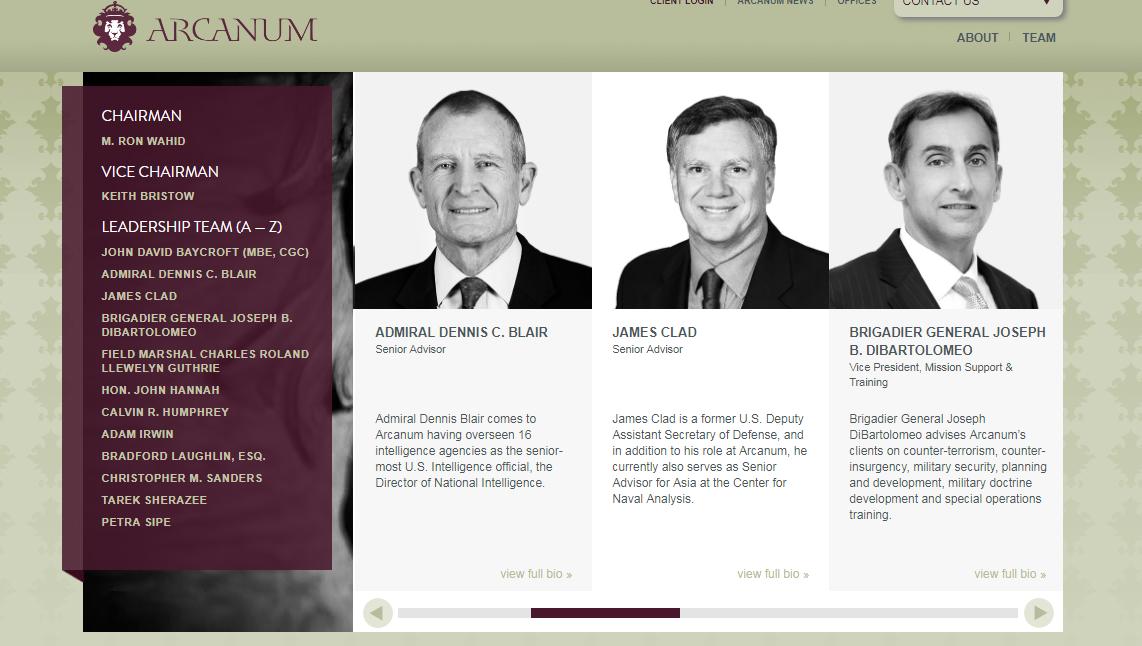 132) The “corporate intel firm” that BTA hired who contracted Felix? Arcanum. Take a look. I don’t even know these guys, but I’m just going guess they’re probably not bad dudes to have on your team. Half these guys probably worked at Flynn’s DIA.  https://arcanumglobal.com/arcanum-team/our-leadership-team/
