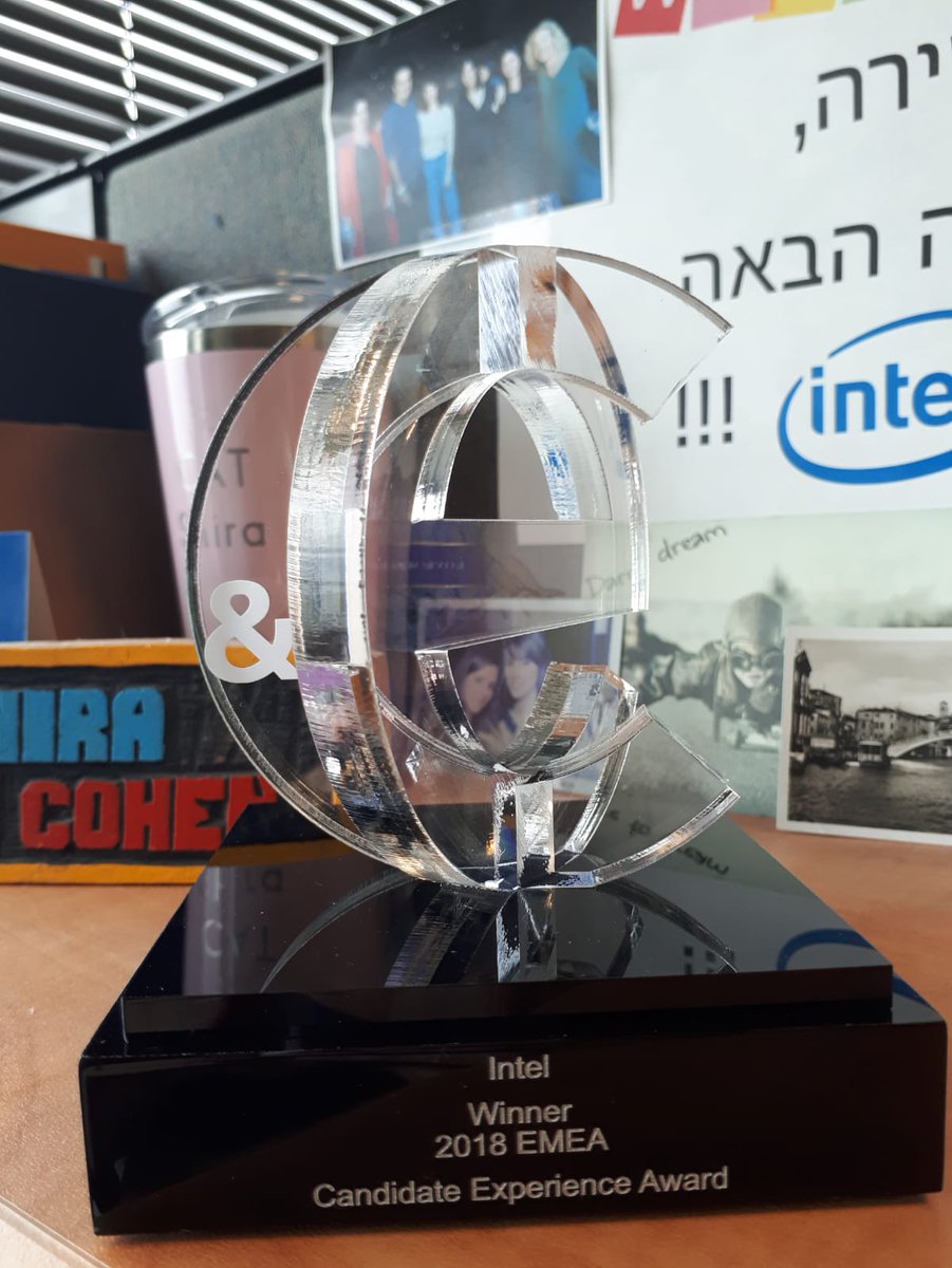 shirabc's tweet photo. 2018 was a year we won for the best Candidate Experience in all 3 regions! This is our #CandE award for EMEA from the @TheCandEs Yes! We will keep on leading the experience for our customers in the #talentacquisition world! 😎#CandidateExperience #iamintel @intel https://t.co/MoFXhobX58