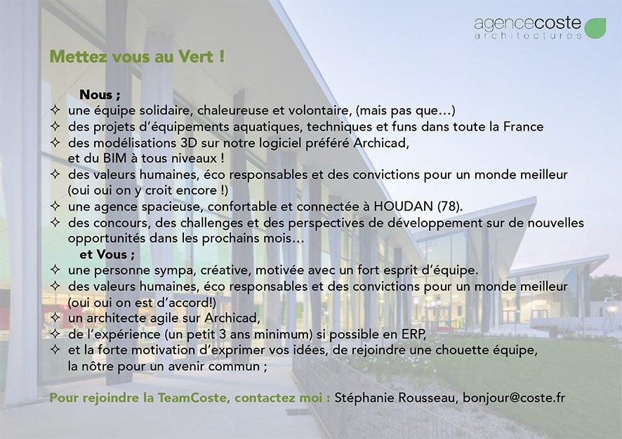 Mettez vous au Vert … et rejoignez la TeamCOSTE ! Contactez nous sur bonjour@coste.fr