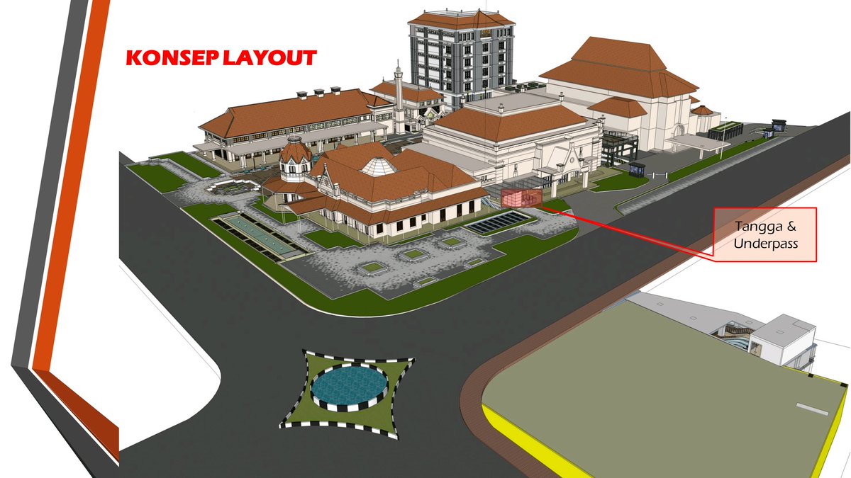 Nah, nantinya ruang publik berupa alun2 ini bakal ada tangga, lift &amp; ekskalator ke ruang bawah tanah. 

Di ruang bawah tanah tsb, sebagian ada area komersial yg menunjukkan produk unggulan UKM, galeri seni dan kuliner sby. Sehingga kamu punya tempat nongkrong baru di tengah kota.