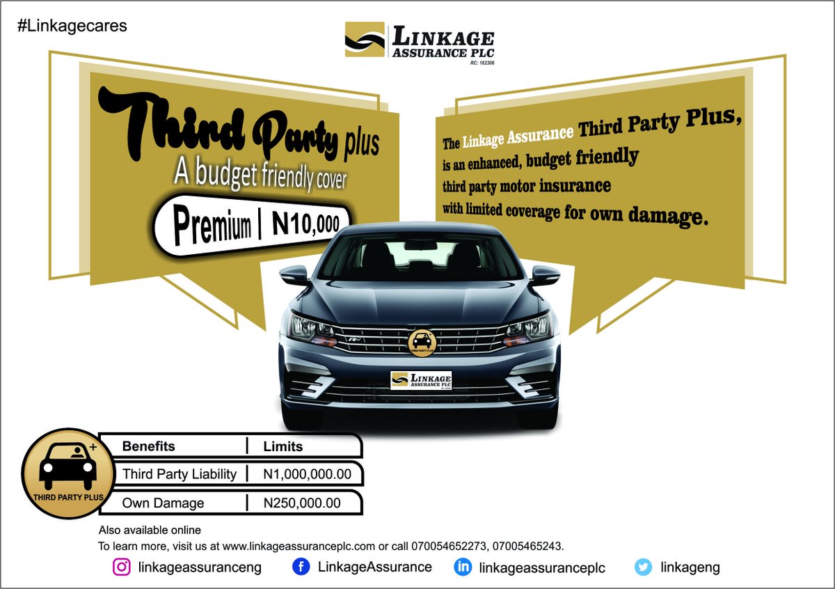 Sign up for a super budget friendly insurance cover.
 also available online on linkageassuranceplc.com/onlinemotor
 
 #Insurance
 #OnlineInsurance
 #ThirdParty
 #ThirdPartyPlus
 #TuesdayThoughts
#TuesdayMorning
#linkagecares