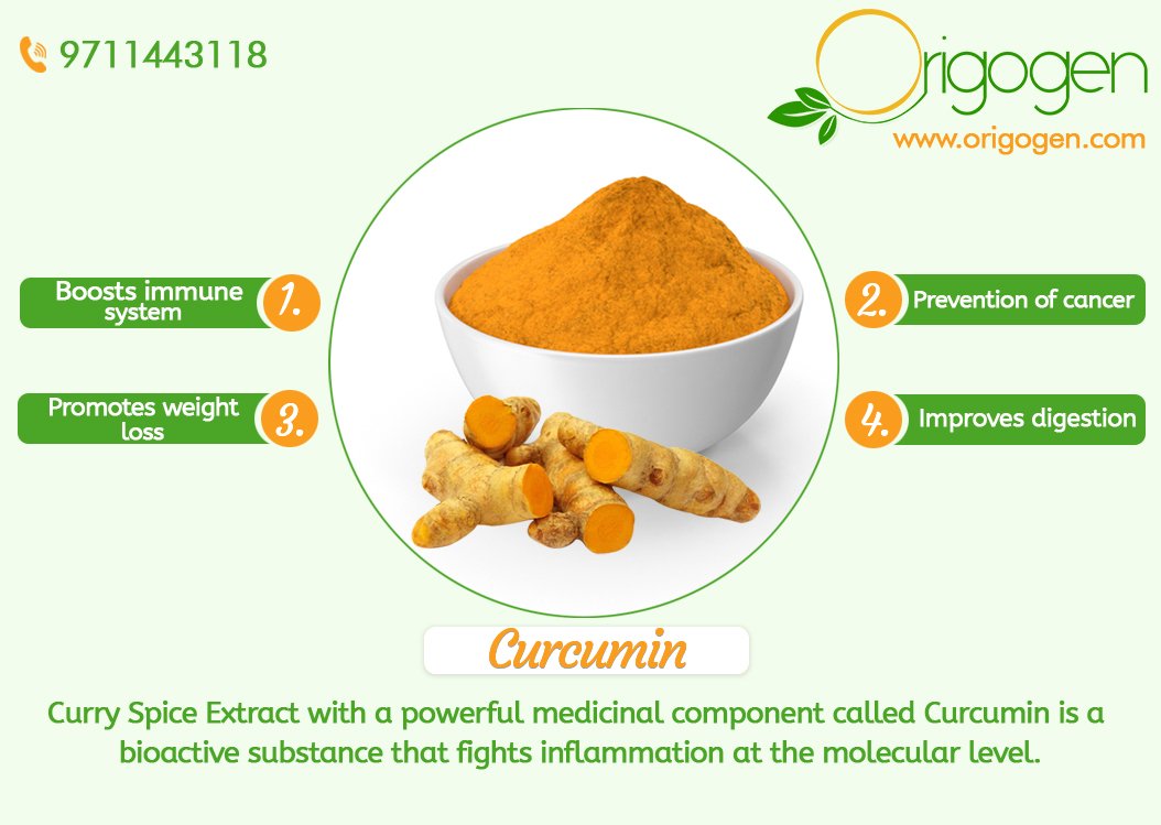 curcumin is a bio-active substance that fights inflammation at the molecular level.
#Anti_ulcer ,#Anti_diabetic #Anti_fungal #Anti_tumor #Anti_inflammatory
#Health #healthfood #nutrition #Vitamin
origogen.com
For trade Enquiries or Franchise
Pls contact +91-9711443118