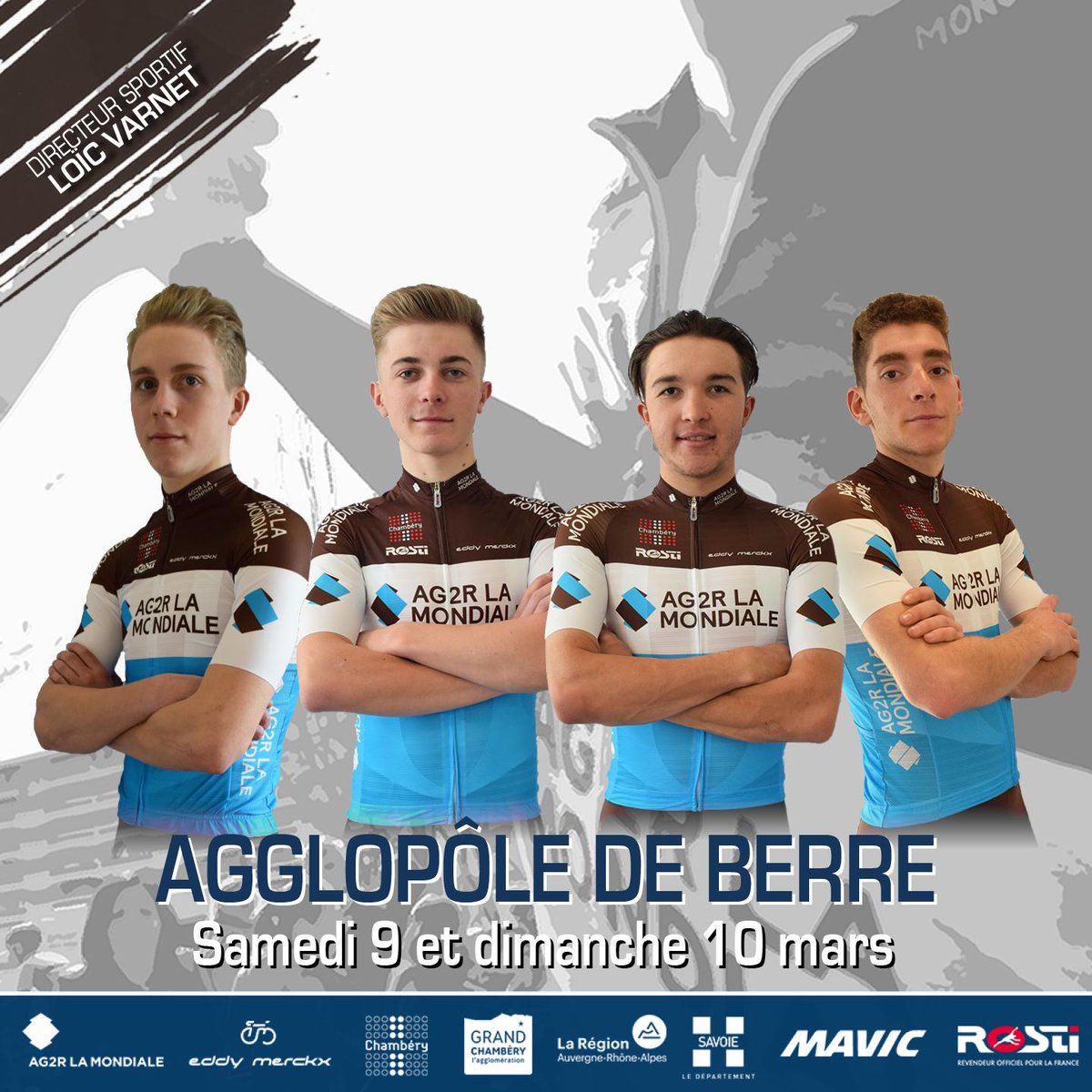 CHAMBÉRY CYCLISME FORMATION (@chamberycf) on Twitter photo 👥Composition
La Multipôle de l'Étang de Berre
📆 Sam.9
🚴♂️ 109 km
🚩 14h00
🏁 16h30
📆 Dim.10
🚴♂️ CLM par équipe 16,5km
🚩 Dès 9h00
📆 Dim.10
🚴♂️ 117 km
🚩 14h00
🏁 16h40
🇫🇷 <a href="/valentin_r87/">Valentin Retailleau</a>
🇫🇷 <a href="/PaulLapeira/">Paul Lapeira</a>
🇦🇺 <a href="/ElliotSchultz8/">Elliot Schultz</a>
🇫🇷 <a href="/alois_charrin/">Charrin</a>
#ToujoursPlus | #ChambéryCF 🚴♂️ 👥Composition
La Multipôle de l'Étang de Berre
📆 Sam.9
🚴♂️ 109 km
🚩 14h00
🏁 16h30
📆 Dim.10
🚴♂️ CLM par équipe 16,5km
🚩 Dès 9h00
📆 Dim.10
🚴♂️ 117 km
🚩 14h00
🏁 16h40
🇫🇷 <a href="/valentin_r87/">Valentin Retailleau</a>
🇫🇷 <a href="/PaulLapeira/">Paul Lapeira</a>
🇦🇺 <a href="/ElliotSchultz8/">Elliot Schultz</a>
🇫🇷 <a href="/alois_charrin/">Charrin</a>
#ToujoursPlus | #ChambéryCF 🚴♂️