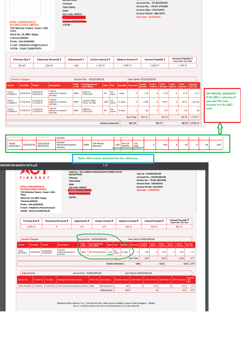 velmurugan's tweet photo. @ACTFibernet   Please check the attachment for the Ticket #SR1033283399762 which is not solved attached Bill Invoice for the ready reference. Please call me for more questions https://t.co/Nj6zWrEmtJ