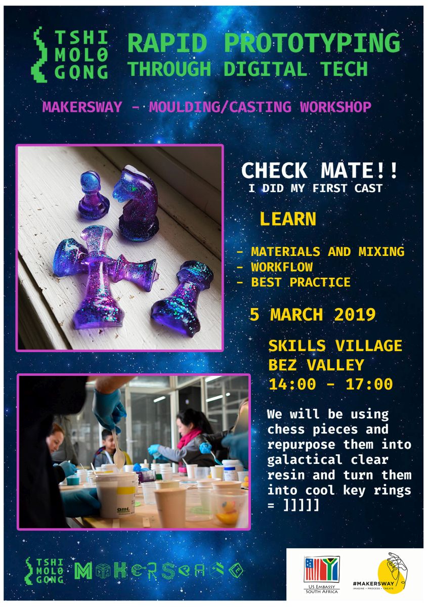 miavzyl's tweet photo. @TshimologongIT #TMGMakerspace hosting our 2nd #MakersWay skillshare workshop. MOULDING & CASTING. Check it out - program of FORTY free Making workshops btw Feb and June 2019!
In collab with @MakersValley, @eastjozi and @colouredcube. #ZAMakers https://t.co/qoxc4tNHT3