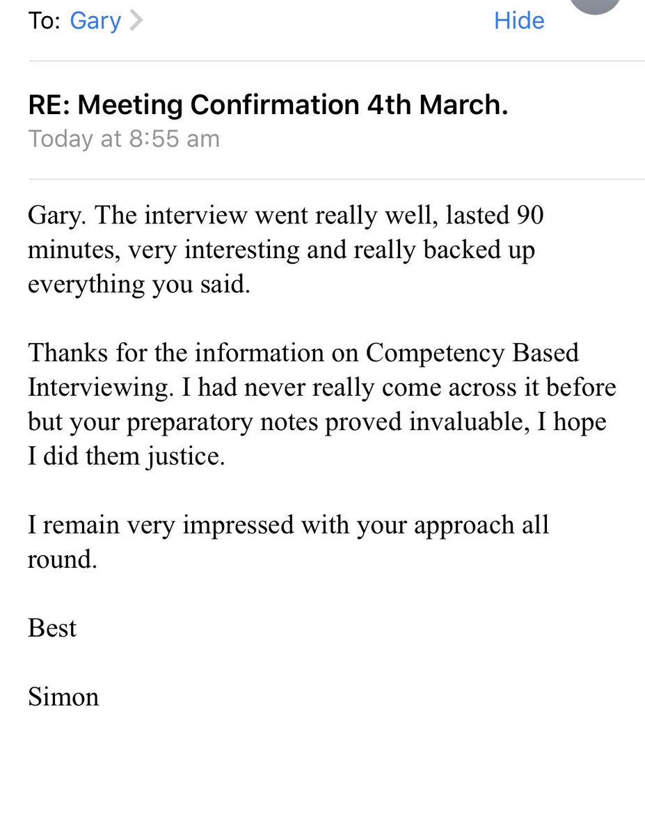 GC_HeadHunter's tweet photo. Preparation &amp; information are everything, especially with #CompetencyBasedQuestions. (Prep given here: https://t.co/mc7OXYfmnD )

Feedback from the different sides of the same meeting here👇🏼 https://t.co/NqwfHPCLro
