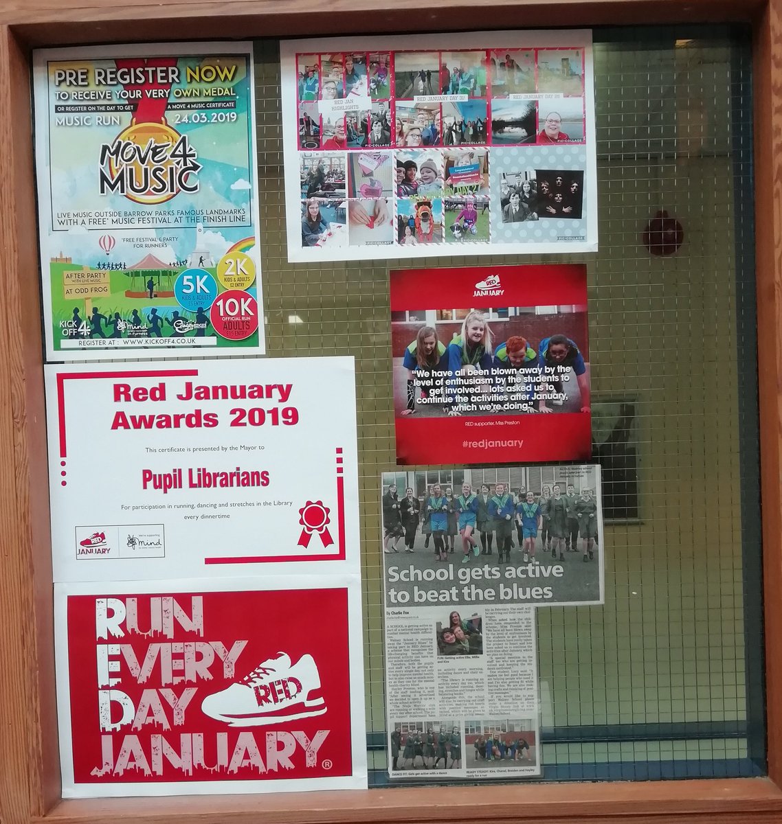 ws_Library's tweet photo. Our #redjanuary2019 highlights display. If you have been inspired by our efforts why not sign up for the Move 4 Music event organiser by @kickoff4charity. All abilities welcome why not walk, run, jog dance around the park on 24th March for @mindinfurness #mindfullness #move4music https://t.co/a8FPBRhjTe