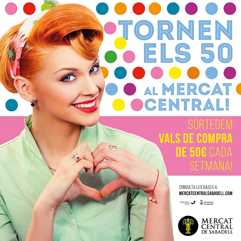 mcentralsbd's tweet photo. Tornen els 5⃣0⃣ al Mercat Central! 🎉 Si sou titulars d'una targeta client i us agrada comprar al #MercatCentral, podeu guanyar un dels #vals de 50 euros que sortegem cada setmana! Molta sort! 😍
#valscompra #sorteig #targetaclient #sabadell #mcentralsbd #mercatcentral https://t.co/N6p558Z5I6