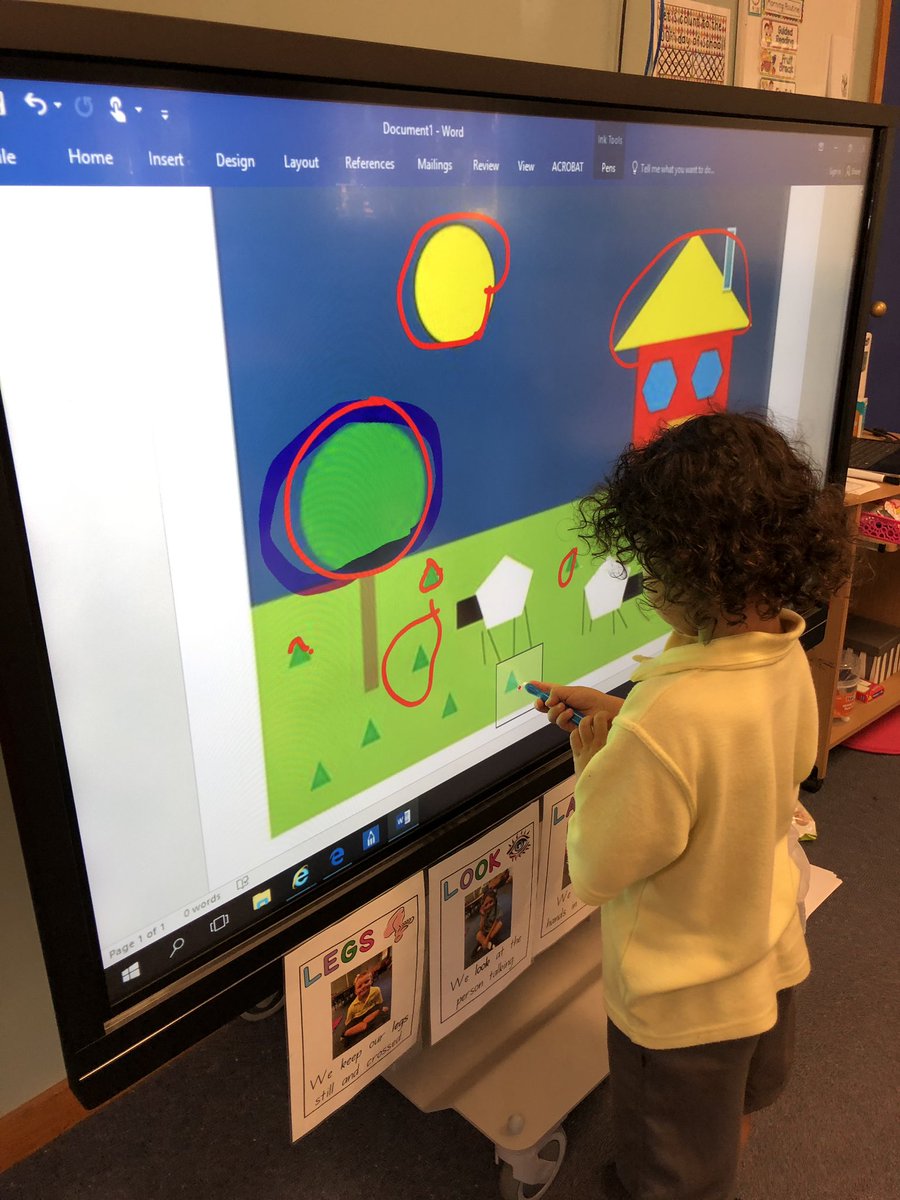 Ashwil__'s tweet photo. KW finding 2D shapes in a picture and learning to draw triangles. So much excitement when using the IWB! @Chipping_no_PS  @shelley_diamond https://t.co/EPgHN6yATd