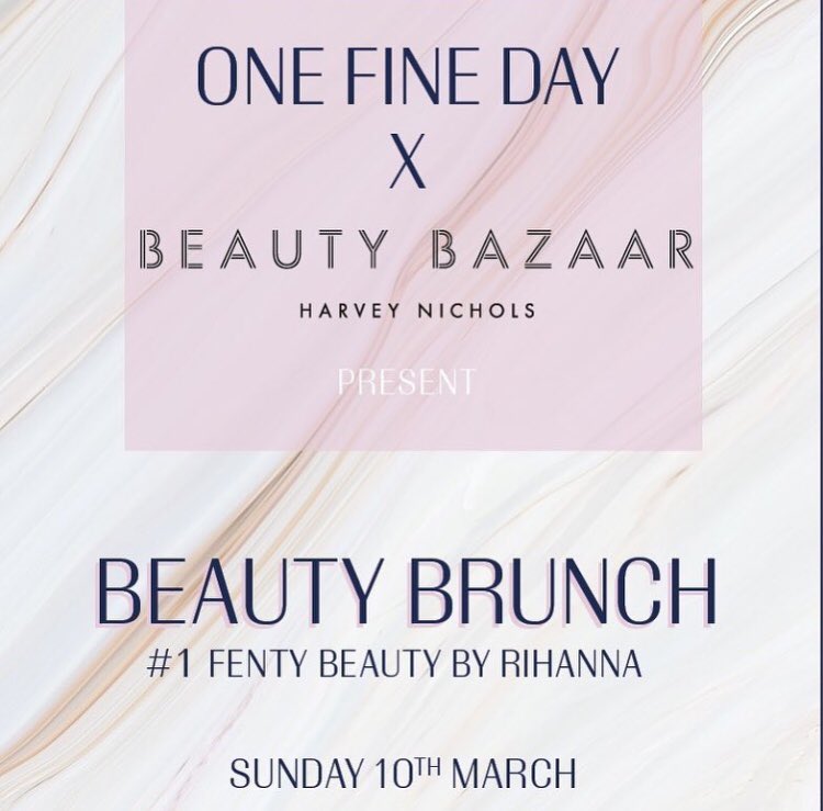 Only 5 days till our first Beauty Brunch launches! Enjoy a nourishing brunch while learning & enjoying the best beauty knowledge from the experts! £25+booking fee // 11-1.30pm // Includes a Bellini on arrival & £10 is redeemable on Fenty Beauty purchases. Tickets via Eventbrite.