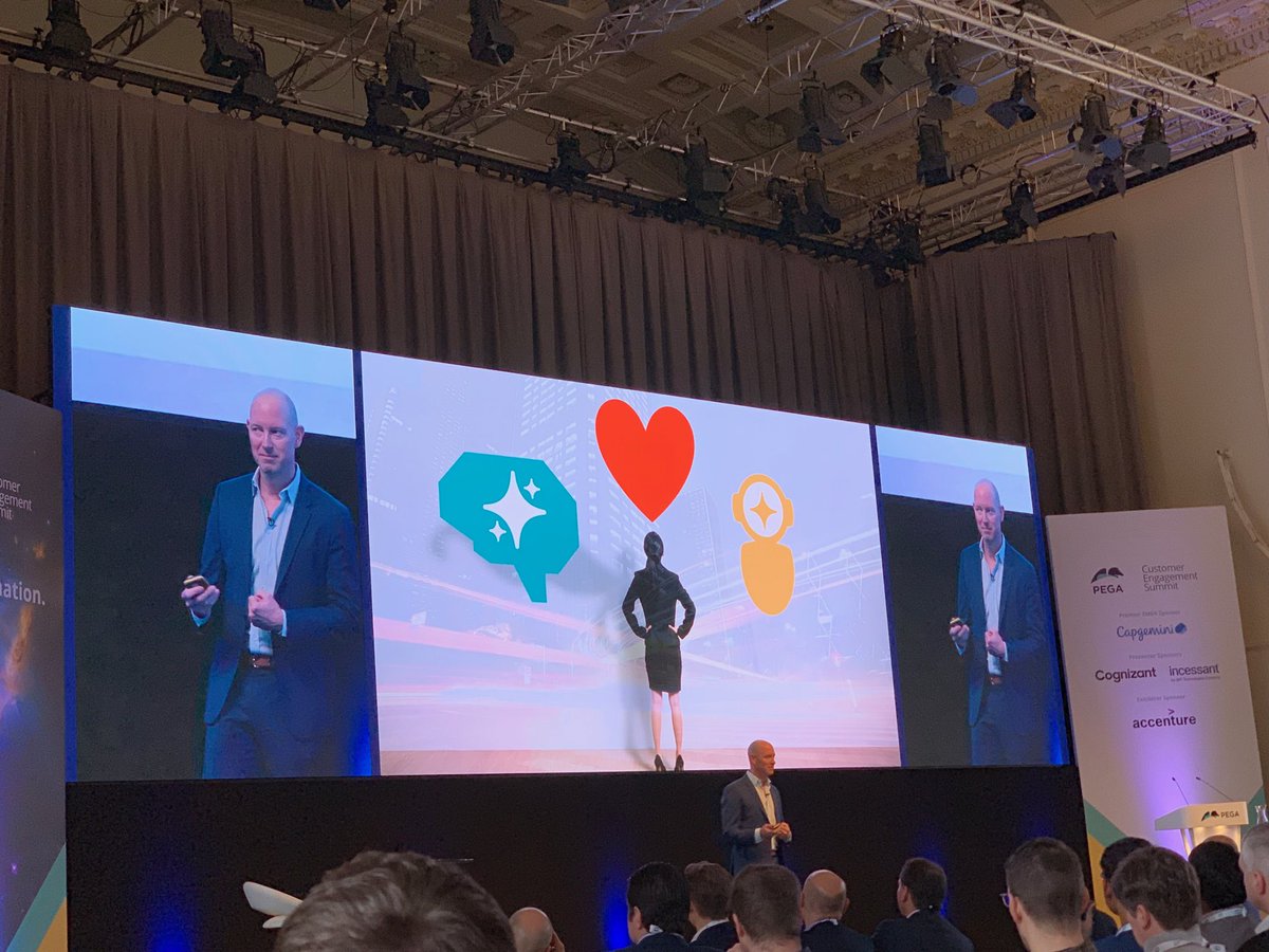 DavidPWells's tweet photo. #pegaroadshow ... CMO Tom Libretto explains the power of the combination of a real time Next Best Conversation brain ... joined with execution end to end muscle to get work done ... managed contextually and with empathy for the Customers needs ... CES Edinburgh ... Digital Heroes https://t.co/lxWr6iZwYp