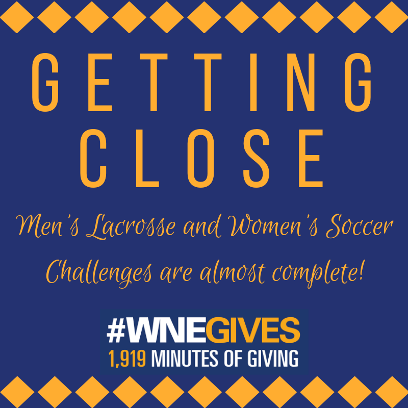 We're off to an amazing start this morning! When these challenges are complete we will unlock $5,500 in challenge gifts for our student athletes! #wnegives @WesternNewEnglandAthletics <a href="/WNEUniversity/">Western New England University</a> #blueandgold