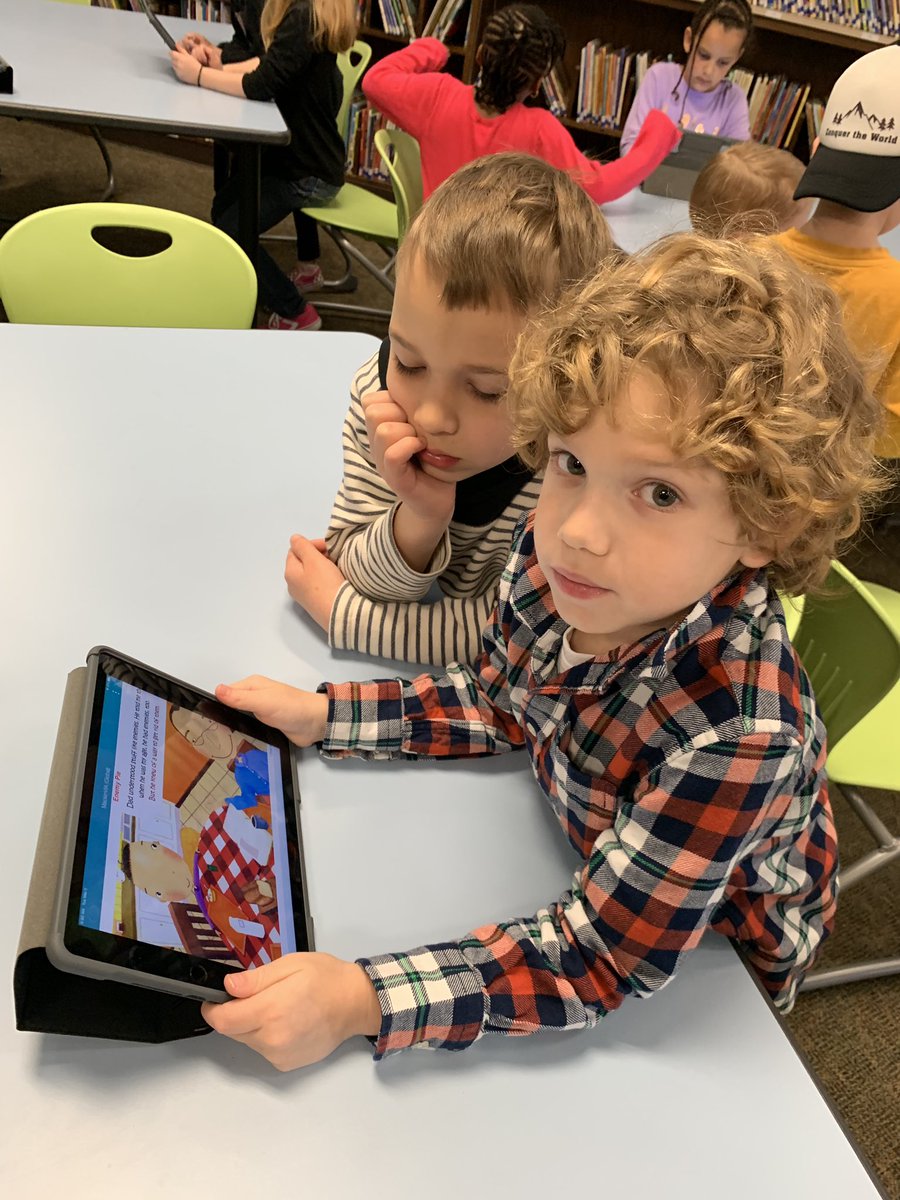 GoShapiro's tweet photo. 1st graders ❤️ @TumbleBooks! Added bonus: one of our #MarchMadness books, Enemy Pie, is available to read and there is a fun Memory Game to play! #BEStools https://t.co/LEywu8eSIW