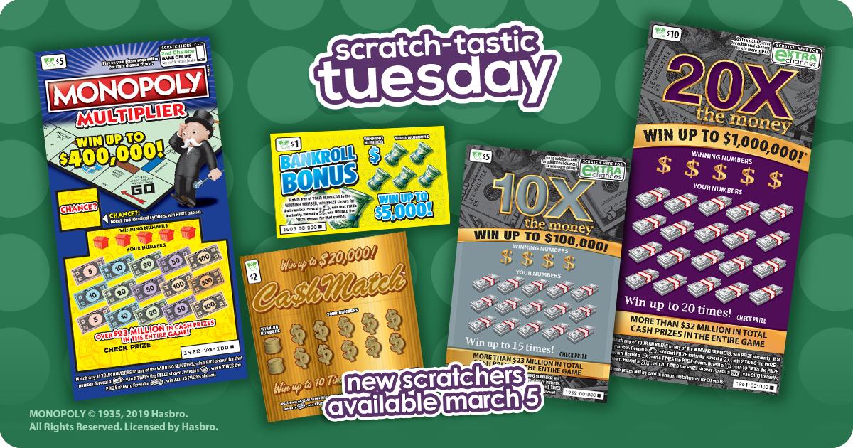 VirginiaLottery's tweet photo. Happy #ScratchtasticTuesday! This month’s new games may feature some familiar faces! 👀 Want to win a Scratcher prize pack? Head to our Facebook page to enter for the chance to win. https://t.co/MUF7cAEqCK https://t.co/xsEJumQ8HZ