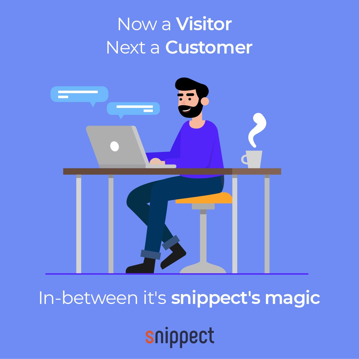 snippectdotcom's tweet photo. Hate disrupting visitor's website journey? Well, so do we.
We help you convert a visitor to a customer without impacting user experience. Experience #snippect at https://t.co/JM8ILLr8UP
#customerengagement #conversationalmarketing #leadconversion https://t.co/TsCguaiRtc