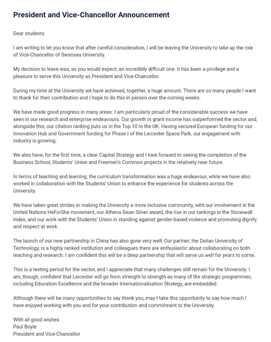 So long Paul, your misogyny, homophobia-defending vice chancellorship will not be missed. Hopefully now your regime of cuts, aimed at both staff and students, will leave with you. Solidarity with the staff and students of Swansea who now have to put up with this vile man ✊