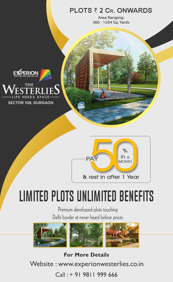 #ExperionTheWesterliesPlots and Villas Gurgaon is in 100 acres of land that's offering Plots according to the need of the residents and it is well connected to NH-8 and IGI.  Read More:- experionwesterlies.co.in