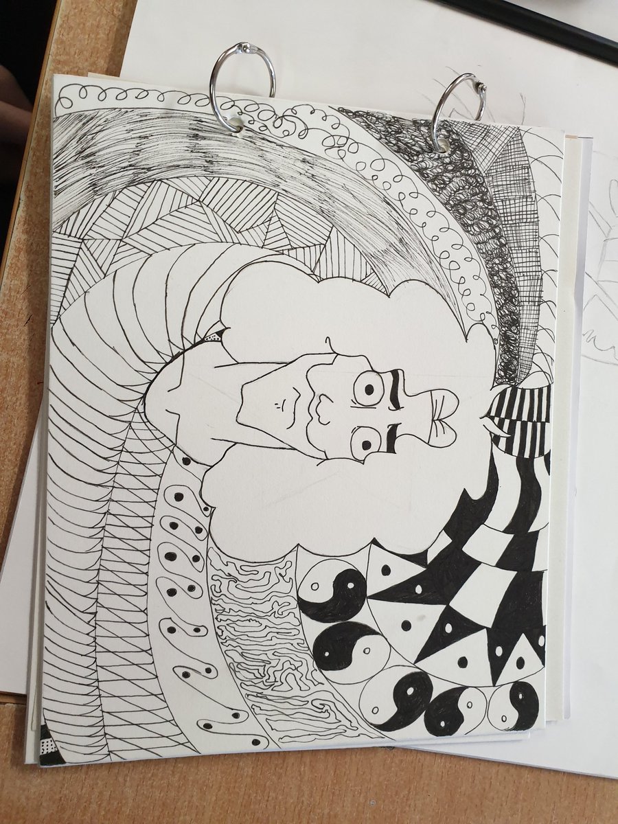 VC_Art1's tweet photo. First year Visual Art @VirCollege @jctVisualArt @artteachers_ie #edchatie #SketchpadChallenge #ArtElements #Line #Shape #Pattern #BlackVWhite #OneColour #PersonalSymbol #MsTynan🎨🖼️ https://t.co/Jkhe8uQmNk