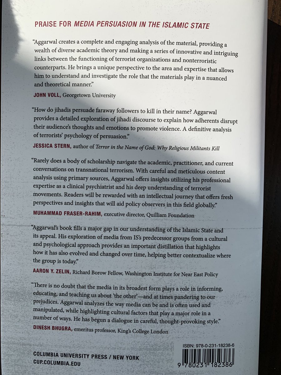 .@QuilliamOrg  An honor to review and provide comments on this excellent new book with the erudite and wonderful scholar and human .<a href="/NeilKAggarwal/">Neil K Aggarwal</a> Must reading for all watchers of extremism. <a href="/CVEcommunity/">CVE Community</a>