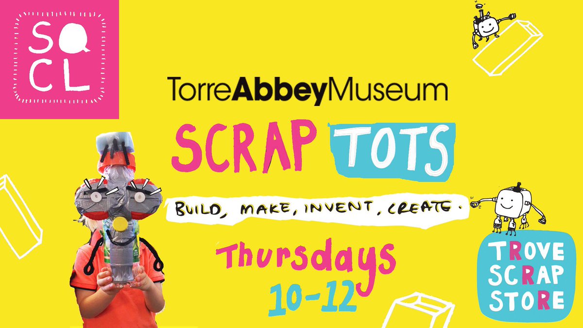 SCRAP TOTS at TORRE ABBEY 

Hands on scrappy workshops & activities for pre-school children (& their grown-ups) 🙂♻️
 
Join us 10-12, Thursdays in the learning lab at the beautiful @TorreAbbey Museum

£3 per child (£5 per family)

High 5’s to recycling, reusing and recreating 🙌🏻