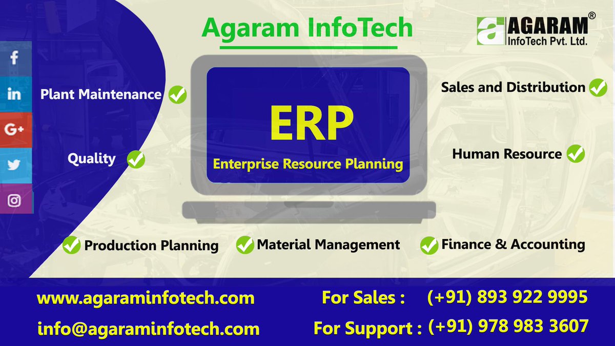 AgaramInfoTech's tweet image. Agaram Infotech, a leading Software Development Company providing GST Enabled ERP solution for Manufacturing Industry. Automate your business process with a comprehensive solution.
#AgaramInfotech #ERP #GST #Software