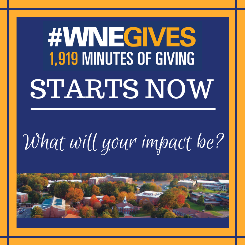 WNEgives STARTS NOW! For the next 1,919 minutes, our WNE community unites to directly impact our students. Maximize your support through our matching gifts and help us make a difference! wnegives.com/challenges/ #WNEgives <a href="/WNEUniversity/">Western New England University</a> <a href="/WNE_GoldenBears/">Western New England Athletics</a>