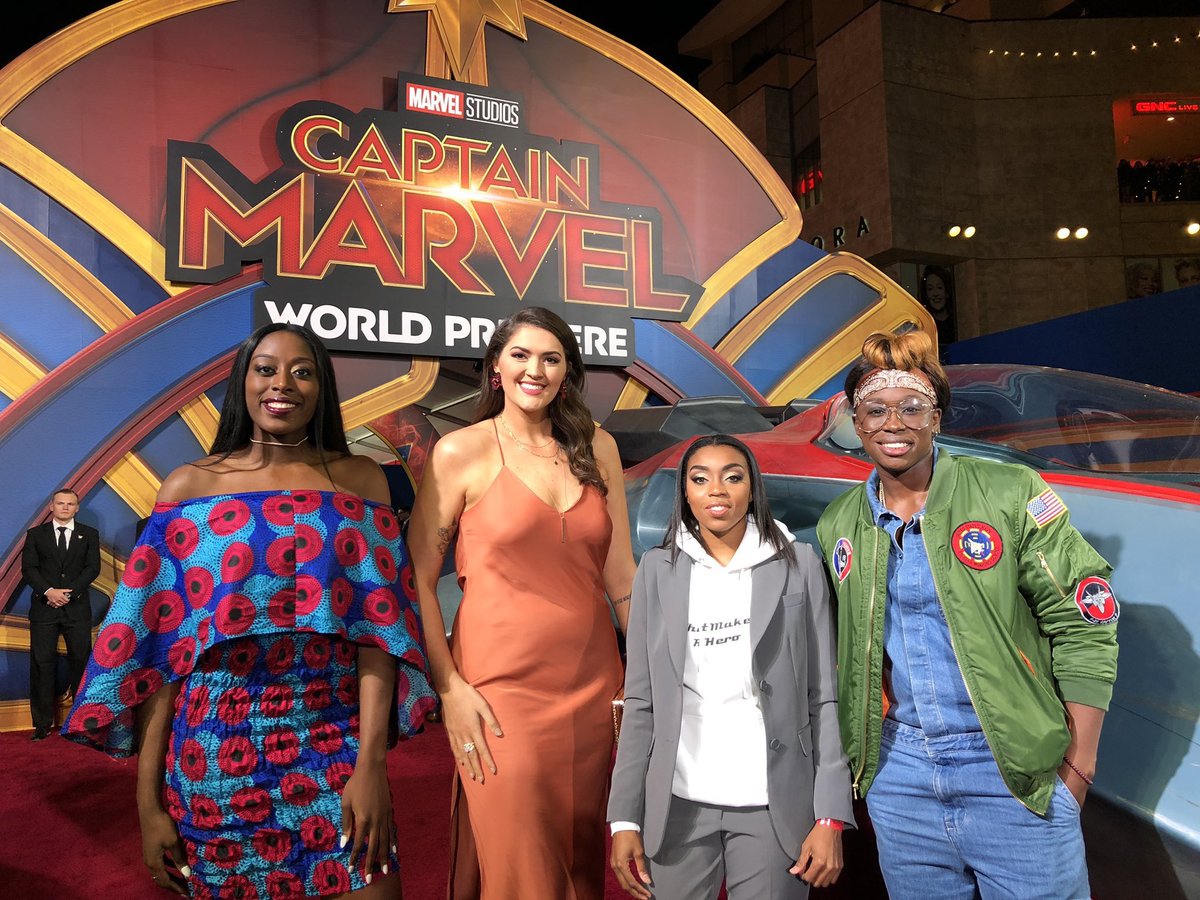 ReneeMontgomery's tweet photo. I had a blast last night at the movie premiere of @captainmarvel ... Oh and @SamuelLJackson and I are besties now so that was the cherry on top. Shouts to the @WNBA for bringing me out! https://t.co/RTIVteRxSn