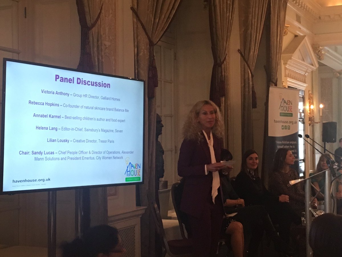 CityWomenLondon's tweet photo. @CityWomenLondon President Emeritus @SandyLucas20 moderating at today’s #IWD19 panel at @HavenHouseCH annual women’s business lunch #BalanceforBetter #femaleempowerment #reslience https://t.co/9I0ZDWhj5m