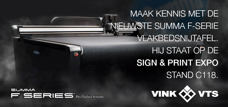 Nog een reden om naar de <a href="/SignPrintExpo/">Sign & Print Expo</a> te komen: De nieuwste <a href="/SummaFinish/">Summa</a> vlakbedsnijtafel #F3232 wordt op onze stand gedemonstreerd! Eveneens staan we er om u te inspireren en adviseren. Schrijf u gratis in op onze website en we laten u kennis maken met de nieuwste innovaties.