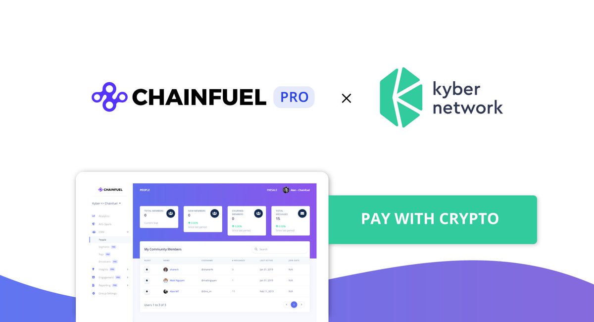 We just integrated <a href="/KyberNetwork/">Kyber Network</a> #KyberWidget to accept #crypto payments for Chainfuel PRO! Now you can pay for premium <a href="/telegram/">Telegram Messenger</a> analytics, CRM, and engagement tools with #ERC20 tokens! Check it out 👉👉👉 chainfuel.com/blog/chainfuel…