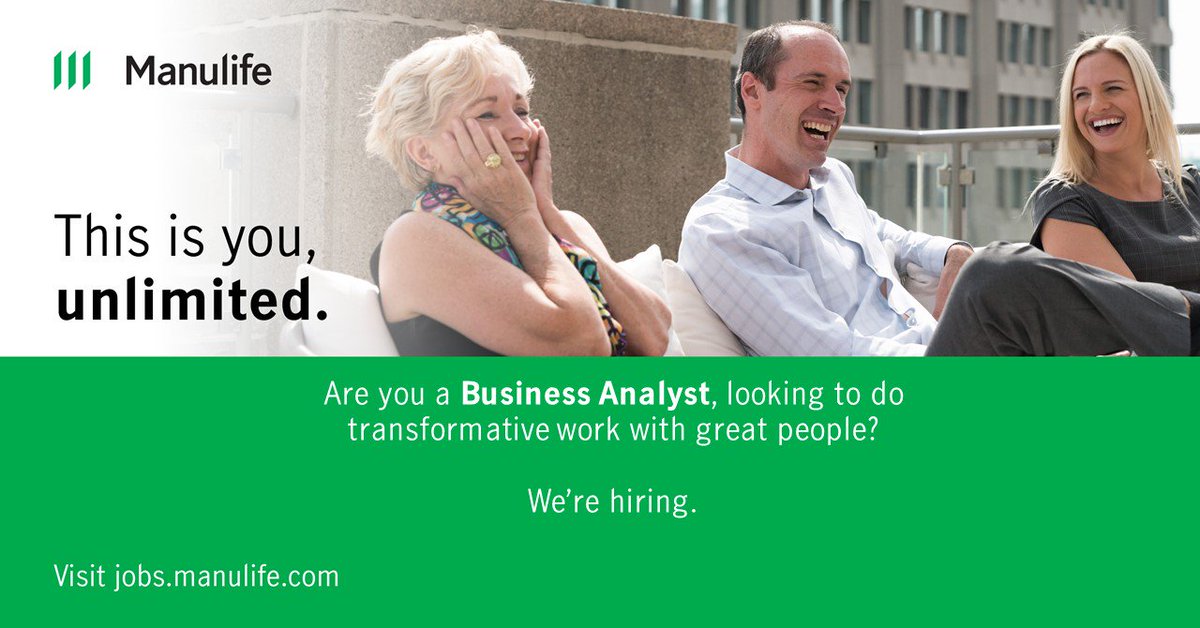 ManulifeJobs's tweet photo. Are you a Senior #BusinessAnalyst looking for a new opportunity to grow in your career? We’re #hiring in #Toronto! https://t.co/9cjIZC2R2j https://t.co/KBexzFp7xk