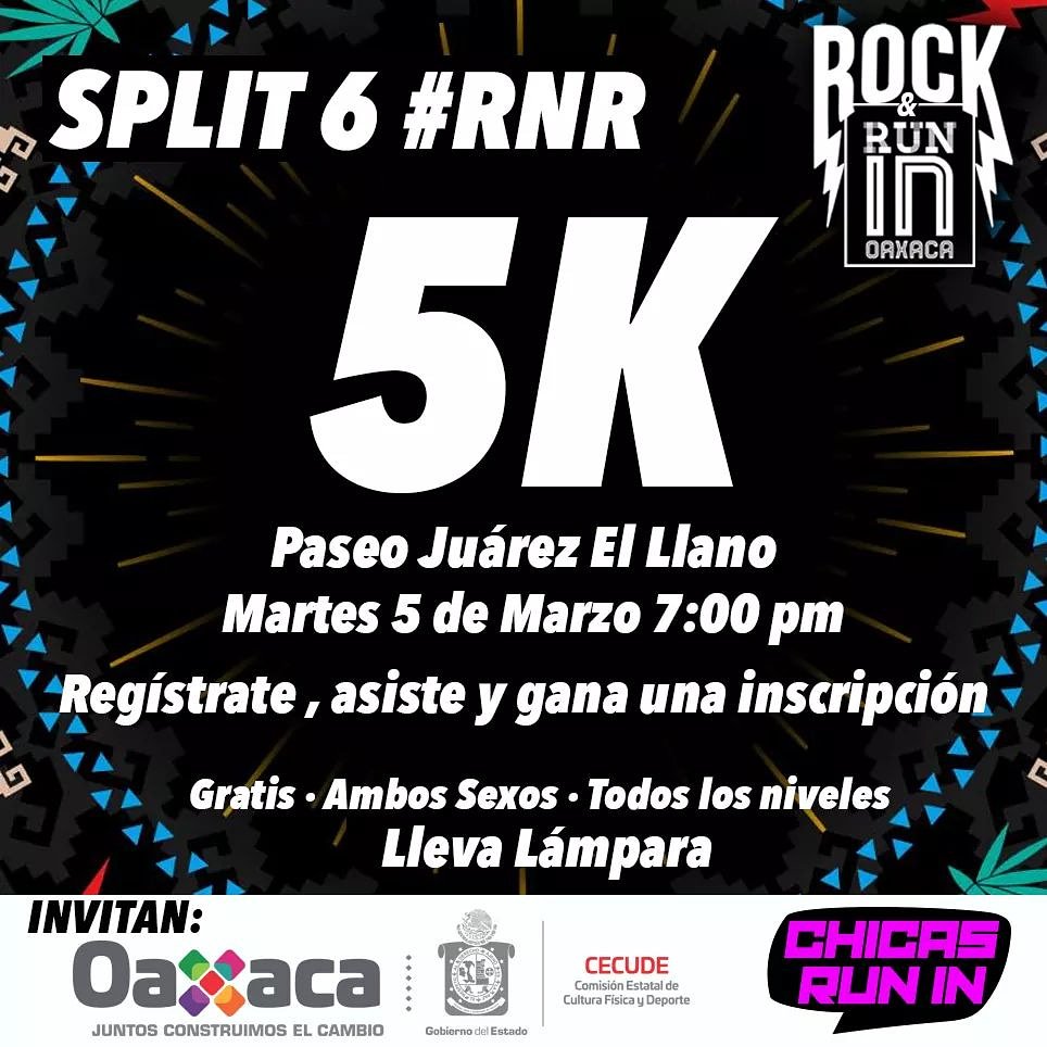 RunInOaxaca's tweet photo. Asiste al #Split6 del #RnROaxaca 
¡Tenemos muchas sorpresas para ti!

Sorteo de inscripciones para 10K y 21K
Sorteo de boletos para el concierto de Panteón Rococó
Playeras de entrenamiento del #RnR https://t.co/xVHoiUMJ6v