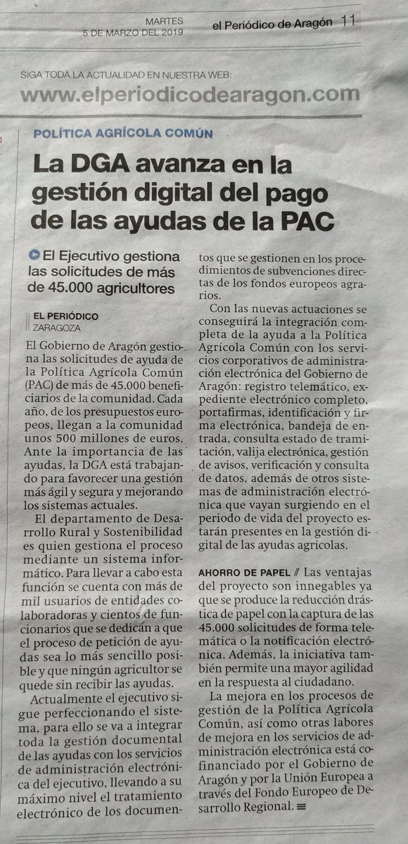 sjfuertes's tweet photo. Aragón va avanzando en la gestión digital de las ayudas de la PAC https://t.co/33Hc0MZvaL