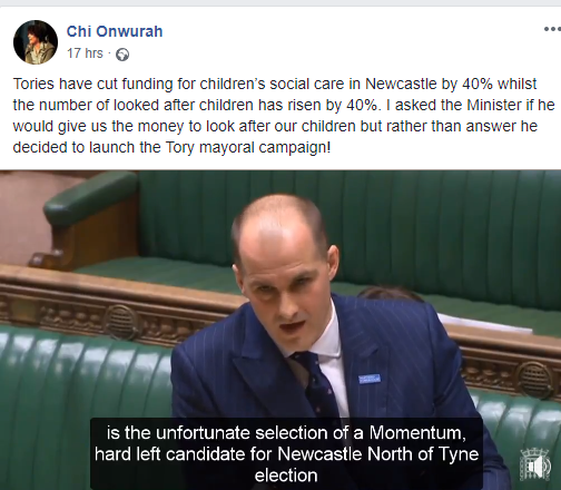 watch_jd's tweet photo. Chi's face at the moment she realises that the Minister hits the nail on the head describing @MayorJd4 as a momentum hard left candidate inspired by Derek Hatton and Ken Livingstone #JD4Mayor https://t.co/GVqYGcYp0K