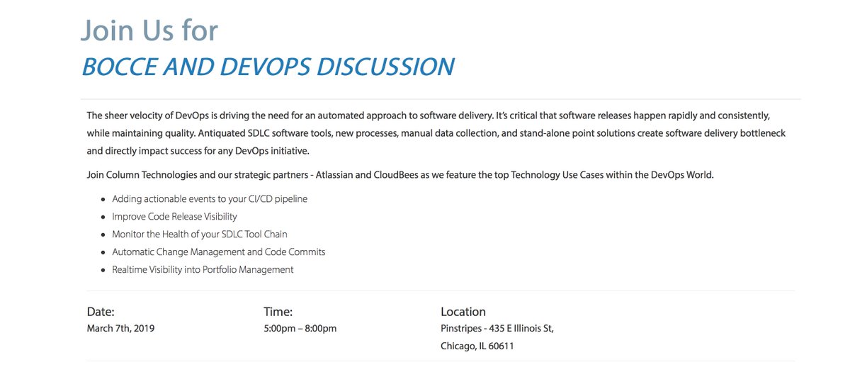 MajorKeyTech's tweet photo. Come to our #DevOps #Technology Use Cases event at Pinstripes Chicago this Thursday, March 7th for Bocce Ball and #DevOps discussion! 
https://t.co/vwUKDeAm13 https://t.co/HJR8ktsUd4