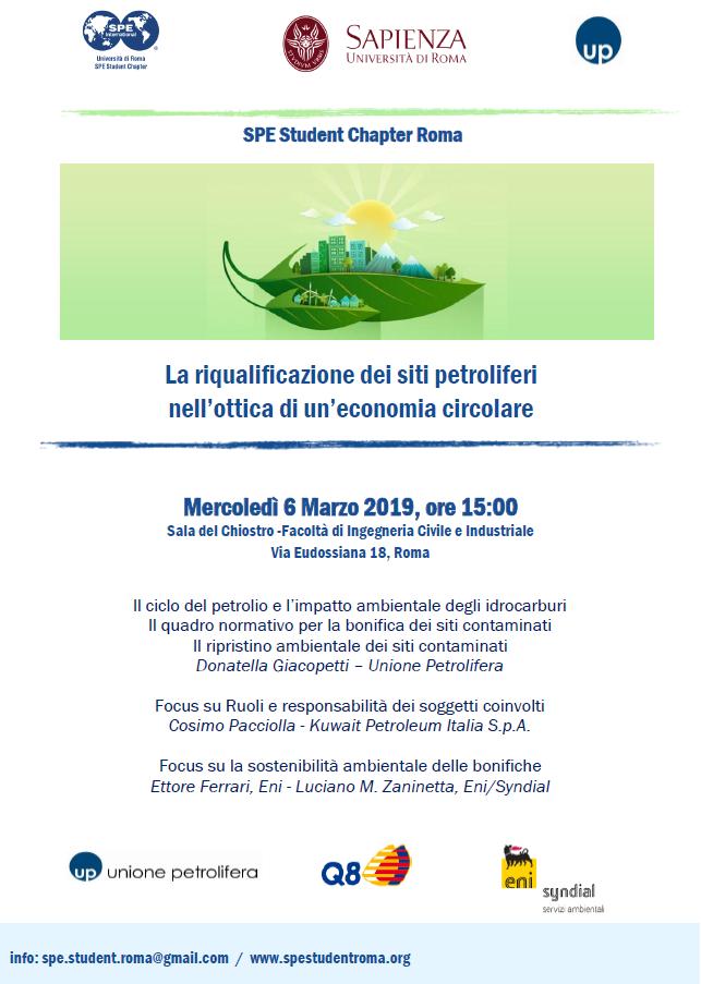 unem_it's tweet photo. #economiacircolare Domani, mercoledì 6 marco, alle ore 15 siamo presso @SapienzaRoma per parlare di #sostenibilità #ambientale con il #workshop su "La riqualificazione dei siti petroliferi nell'ottica di un'economia circolare". @Q8inItalia @eni #syndial https://t.co/6AFqGWo7Wr